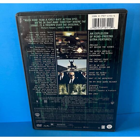 The Matrix Reloaded (Full-Screen Edition) 2-Disc DVD Set 2003 Keanu Reeves Scifi - Picture 2 of 8